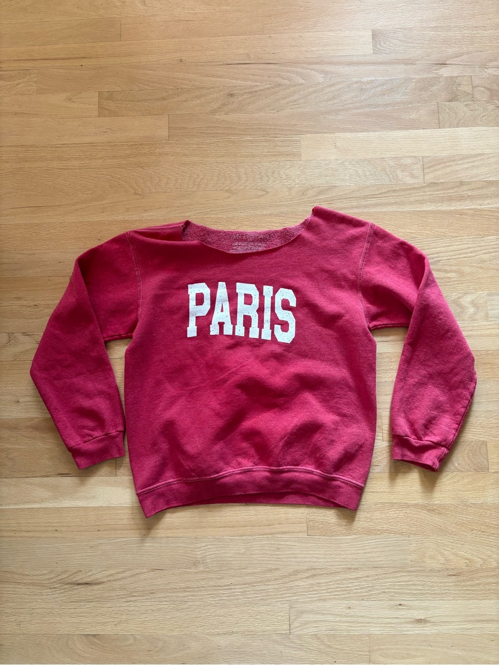 Off-the-Shoulder PARIS Sweatshirt - Red